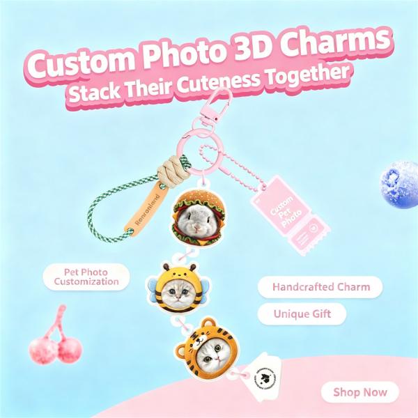 Custom pet keychain Personalized pet bag charm Personalized pet keychain