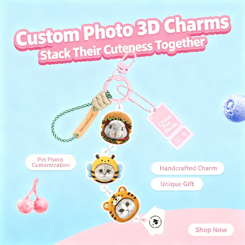 Custom pet keychain Personalized pet bag charm Personalized pet keychain